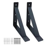 ATEK 10x10 Rustic Scaffold Board Shelf Brackets 1 Pair - Heavy Duty 6mm x 40mm Steel Industrial Floating Shelf Supports with Welded Brace Metal Shelf Brackets with Screws for Home Garage Office