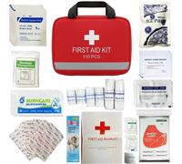 ATEK 110 Pcs First Aid Kit Emergency 1st Aid Kit Refill Bag Includes Blanket Eyewash Ice Pack Home Office Car Caravan Workplace Travel in Red Atek Red