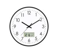 ATEK 12 Inch Silent Wall Clock with Date & Temperature, Battery Operated