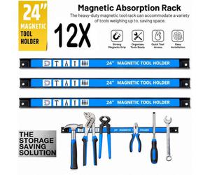 Atek 12 Pack 24 Inch Magnetic Tool Holder Strips 60Cm Wall Mounted