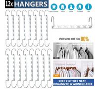 ATEK 12 Pack Metal Magic Hangers Stainless Steel Space Saving Wardrobe Closet Organiser For Coats Suits Clothes Storage Hook Hanger