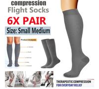 ATEK 12 Pack Miracle Compression Grey Socks S/m Unisex Anti Swelling Fatigue Flight Travel Support Stockings Dvt Leg Pain 6X Pair Sock