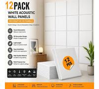 ATEK 12 Pack Sound Proofing Panels Self-adhesive Square Acoustic Wall Panel in White Atek White