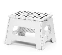 ATEK 13 Inch Heavy Duty Folding Step Stool - Anti Slip Multi-Purpose Foldable Stool for Kitchen, Bathroom, Bedroom, Workplace Lightweight Plastic Step Stool for Children & Adult (White Medium)