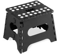 ATEK 13 Inch Heavy Duty Folding Step Stool - Anti Slip Multi-Purpose Foldable Stool for Kitchen, Bathroom, Bedroom, Workplace Lightweight Plastic Step Stool for Children & Adult (Black Medium)