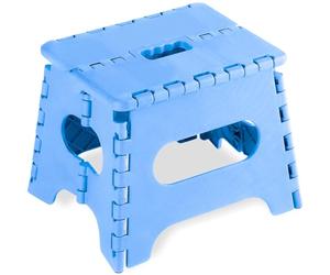 ATEK 15 Inch Heavy Duty Folding Step Stool - Anti Slip Multi-Purpose Foldable Stool for Kitchen, Bathroom, Bedroom, Workplace Lightweight Plastic Step Stool for Children & Adult (Black Medium)