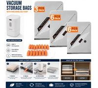 ATEK 15 Pack Vacuum Compression Storage Bags Wireless Pump Airtight Vac Vacum Space Saving Bag Clothes Bedding Towels 20/24/28 Inch