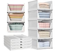 ATEK 15 Pack Wardrobe Storage Organiser Boxes, Foldable Stackable Baskets