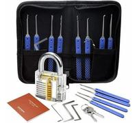 ATEK 17-Piece Lock Pick Set With Transparent Practice Padlock, Locksmith Training Kit With Extractor Tool For Beginners & Professionals