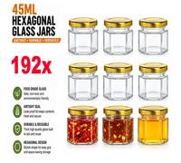 Atek 192 Pack 45Ml 1.5Oz Hexagonal Glass Jars With Gold Lids Mini Honey Jam Jars