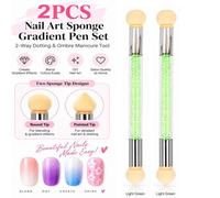 Atek 2 Pack 2 Way Nail Art Sponge Gradient Pen Dotting Manicure Tool