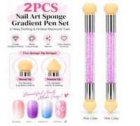 Atek 2 Pack 2 Way Nail Art Sponge Gradient Pen Dotting Manicure Tool Purple
