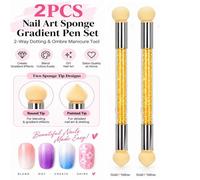 Atek 2 Pack 2 Way Nail Art Sponge Gradient Pen Dotting Manicure Tool Yellow