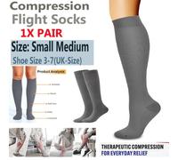 ATEK 2 Pack Miracle Compression Grey Socks S/m Unisex Anti Swelling Fatigue Flight Travel Support Stockings Dvt Leg Pain 1X Pair Sock