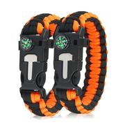 ATEK 2 Pack Paracord Bracelet, Survival Paracord Bracelet with Compass, Fire starter, Whistle, Parachute Cord and Adjustable Wristband, Tactical Survival Gear, for Hiking, Camping & Outdoor Activities