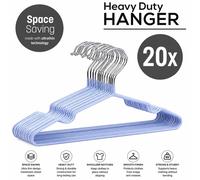 ATEK 20 Pack Premium Rubber-Coated Metal Clothes Hangers Non-Slip, Space-Saving Coat Hangers for Adults, Ideal for Shirts, Wardrobes in Blue Atek Blue