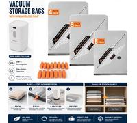 ATEK 20 Pack Vacuum Compression Storage Bags Wireless Pump Airtight Vac Vacum Space Saving Bag Clothes Bedding Towels 20/24/28 Inch