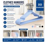 ATEK 20 Pcs Rubber Coated Metal Hangers Heavy Duty Space Saving Organiser Clothes Hangers For Wardrobes Coat Rack Rails