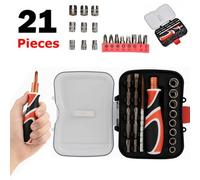 ATEK 21 Piece Magnetic Screwdriver Set Heavy Duty Metric Hex And Cross Head Bit Tool Kit For Professional Mechanical And Home Repairs