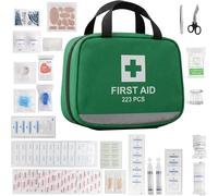ATEK 223 Pcs First Aid Kit Emergency 1st Aid Kit Refill Bag Includes Blanket Eyewash Ice Pack Home Office Car Caravan Workplace Travel in Green Atek Green