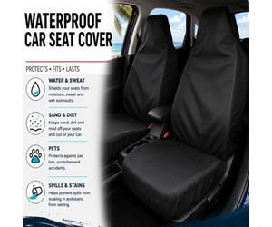 ATEK 2X Universal Car Seat Cover Heavy Duty Waterproof Nylon Front Seat Protector For Cars, Vans & Commercial Vehicles Work Seat Cover