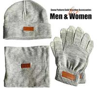 ATEK 3 In 1 Winter Hat Scarf Cloves Thermal Knit Hat Scarf Gloves With Double Layer Fleece Lining