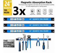 Atek 3 Pack 24 Inch Magnetic Tool Holder Strips 60Cm Wall Mounted