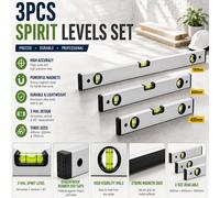 Atek 3 Piece Aluminium Spirit Level Set 400mm 600mm 1000mm Builders Diy