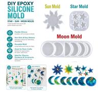 Atek 3 Piece Star Sun Moon Silicone Resin Mould Set Epoxy Jewellery Craft Casting