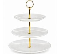 Atek 3 Tier Glass Cake Stand With Gold Handle Afternoon Tea Serving Plates