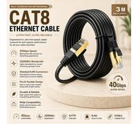 ATEK 3M Cat 8 Ethernet Cable High Speed 40Gbps 2000Mhz Lan Network Cable Rj45 Shielded S/ftp Internet Patch Cord For Router, Modem