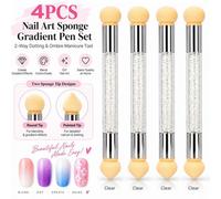 Atek 4 Pack 2 Way Nail Art Sponge Gradient Pen Dotting Manicure Tool White