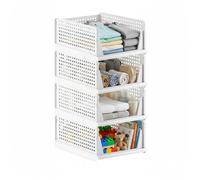 ATEK 4 Pack Stackable Storage Basket, Wardrobe Storage Organiser