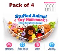 ATEK 4 Pack Toy Hammock Teddy Hammock for Stuffed Animals | Soft Toy Storage | Cute Room, Bedroom & Home Decor | Large in White Atek White