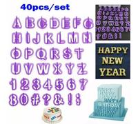 ATEK 40 Piece Alphabet Letter And Number Fondant Icing Cutter Mold Set For Cake Decorating And Diy Cookie Baking Tools For Home Kitchen