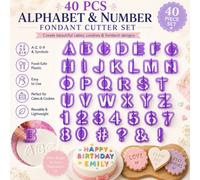 Atek 40 Piece Alphabet Number Fondant Cutters Cake Decorating Letter Symbol Set