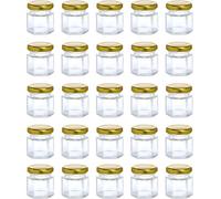 ATEK 45Ml Hexagonal Glass Jars Airtight Lids Pack Of 30 Reusable Preserving Storage Jar Jams Dry Foods Nuts Honey Baby Foods Crafts
