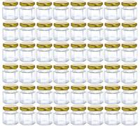 ATEK 45Ml Hexagonal Glass Jars Airtight Lids Pack Of 48 Reusable Preserving Storage Jar Jams Dry Foods Nuts Honey Baby Foods Crafts