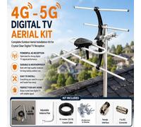 ATEK 4G Digital Outdoor Tv Aerial Antenna Installation Kit, Long Range Roof & Loft Smart Freeview Hd Aerial With 10M Rg6 Cable & Fixing