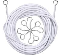 ATEK 4M Net Curtain Wire with 6 Hooks & 6 Eyes, White Voile Curtain