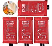 ATEK 4x Emergency Fire Blanket Heat Resistant for Kitchen Home Cooking in White Atek White