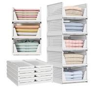 ATEK 5 Pack Wardrobe Storage Organiser Boxes, Foldable Stackable Baskets