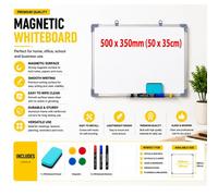Atek 500X350mm Magnetic Dry Wipe Whiteboard Wall Mounted With 3 Markers Magnets & Eraser