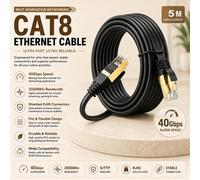 ATEK 5M Cat 8 Ethernet Cable High Speed 40Gbps 2000Mhz Lan Network Cable Rj45 Shielded S/ftp Internet Patch Cord For Router, Modem