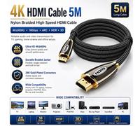 ATEK 5M High Speed Hdmi Cable 4K, 2.0 Braided Gold Plated Hdmi Lead Support 2160P, 4K Hdtv Uhd Compatible With Hdtv, X Box, Sky Hd
