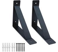 ATEK 6 By 6 Rustic Scaffold Board Shelf Brackets, 1 Pair Heavy Duty 6 mm X 40mm Metal Wall Shelf Supports For Kitchen, Garage, Workshop