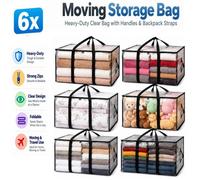 ATEK 6 Pack Large Moving Boxes & Storage Bags With Backpack Straps, Zippers & Handles Heavy-Duty Christmas Decorations