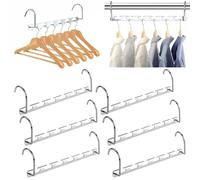 ATEK 6 Pack Metal Magic Hangers, 6 Hole Multifunctional Multi Hanger Saving Space Oragnizer, Heavy-Duty Closet Wardrobe Hangers for Heavy Coats, Suits, Shirts & Pants, (Silver)