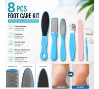 Atek 6 Piece Pedicure Foot File Callus Remover Hard Dead Skin Care Set Blue