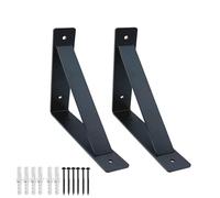 ATEK 6x6 Rustic Scaffold Board Shelf Brackets 1 Pair - Heavy Duty 6mm x 40mm Steel Triangle Shelf Supports with Welded Brace Wall Mounted Industrial Floating Brackets with Screws